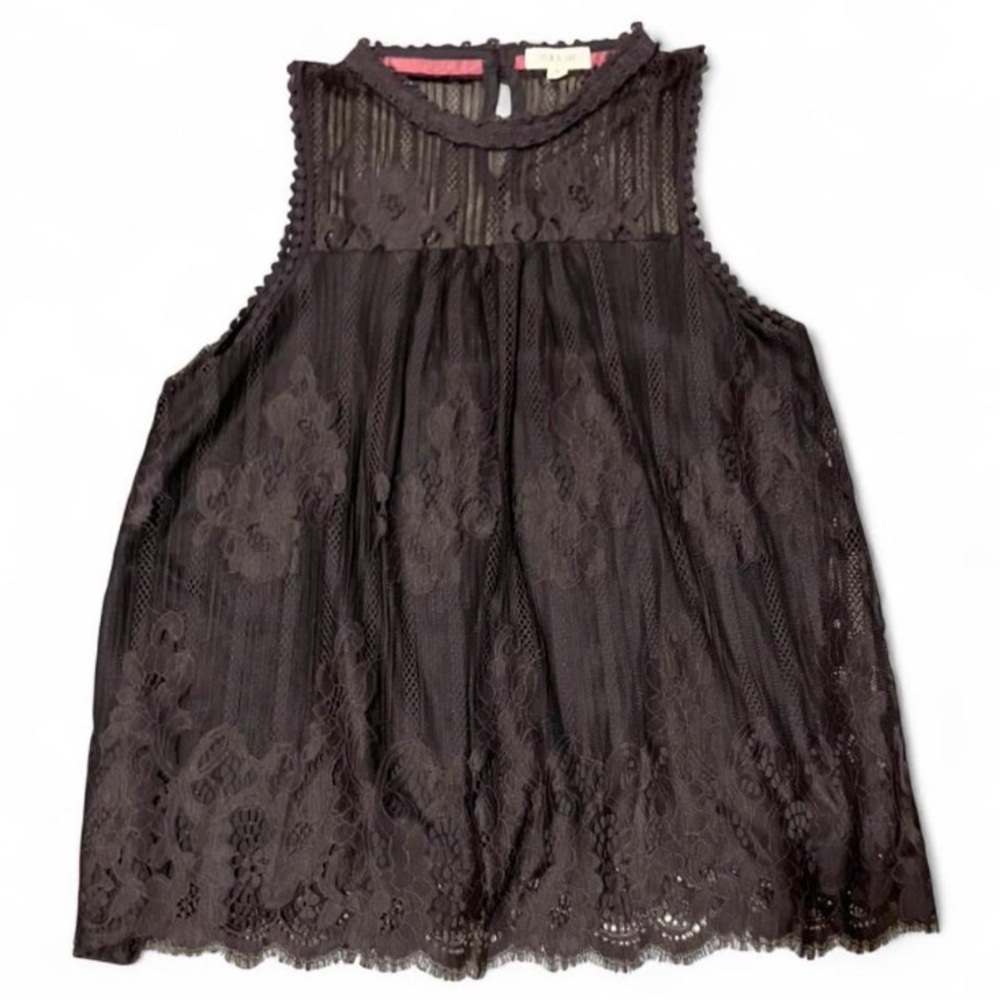 Taylor & Sage Dark Lace Sleeveless Top
